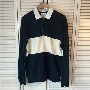 Old Navy Men's Black and White Zip-Up Sweater Sz M Tall